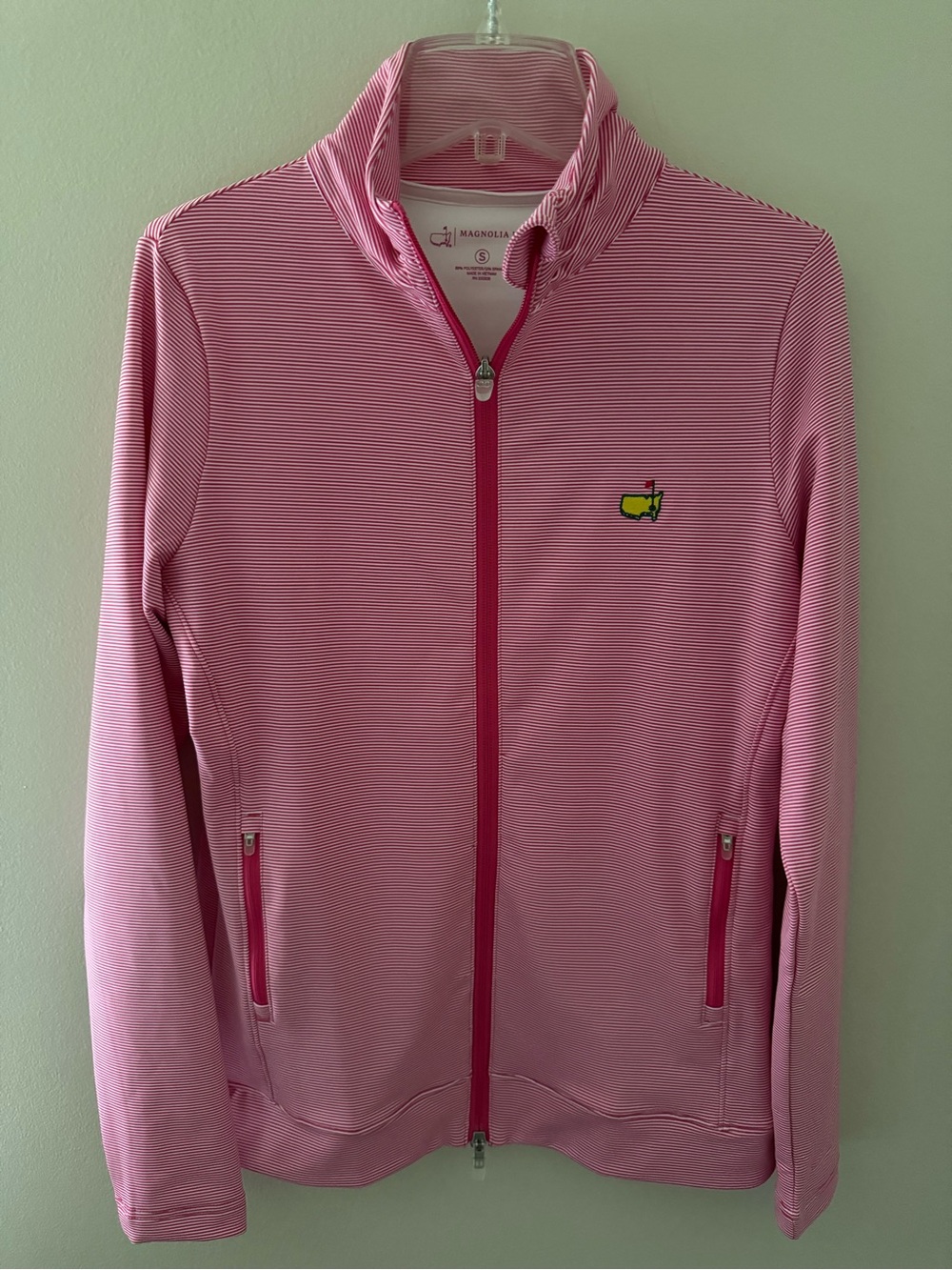 Masters Magnolia Lane Tech Jacket Women’s Small Pink Stripe Golf Zip Jacket NWT